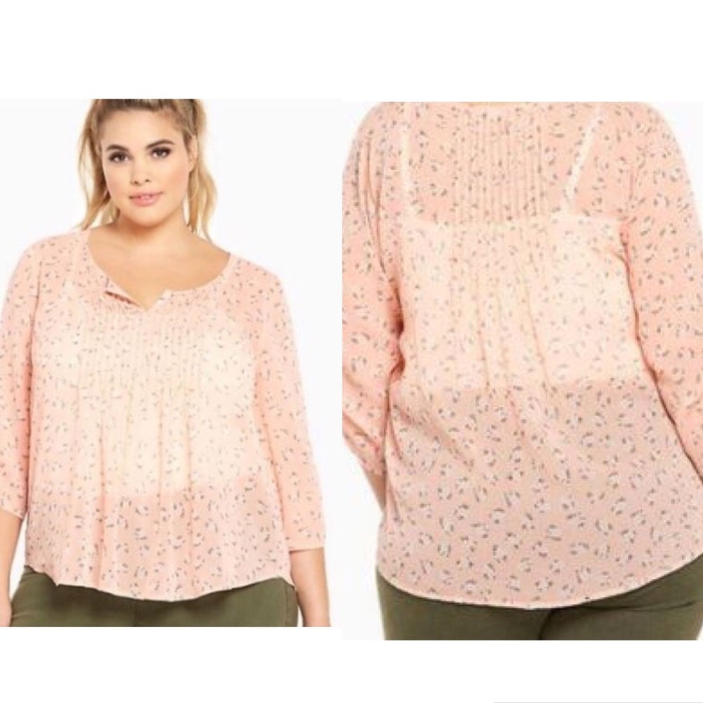 Torrid | Pink Floral Pleated Back Blouse